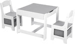 3 in 1 Wooden Kids Table and Chair Set,with Storage Drawer ,2 in 1 Tabletop Storage Space,Crafts,Drawing,Reading,Playroom，Kids Set for Ages 5-8