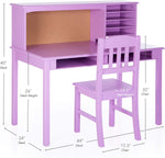 Guidecraft Children’s Media Desk and Chair Set – Lavender: Student's Study Computer Workstation with Hutch and Shelves, Wooden Kids Bedroom Furniture