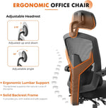 Sweetcrispy Office Computer Desk Chair, Ergonomic High-Back Mesh Rolling Work Swivel Chairs with Wheels, Comfortable Lumbar Support, Comfy Arms for Home, Bedroom, Study, Student, Black