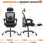 Sweetcrispy Office Computer Desk Chair, Ergonomic High-Back Mesh Rolling Work Swivel Chairs with Wheels, Comfortable Lumbar Support, Comfy Arms for Home, Bedroom, Study, Student, Black