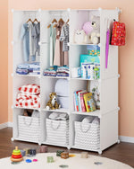 Baby Closet Organizer for Nursery: Durable Baby Wardrobe for Closet - Customizable Baby Armoire - Baby Dresser Closet Shelves - Waterproof Shelf Clothes Organizer w/Wall Fixation (White)