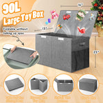 Large Toy Box, Collapsible Storage Bins with Lids, Toy Storage Organizer Toddler Bin Boxes for Kids, Boys, Girls, 25"x13"x16"Toy Chest Bin Box Baskets for Nursery, Living Room, Playroom, Bedroom, Grey