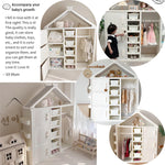 Kids Play Armoire Dress Up and Costumes Storage Closet, Open Hanging Wardrobe with Storage Bins, Baskets, Baby Clothes Organizer Cabinet for Bedroom, Children Pretend Dresser