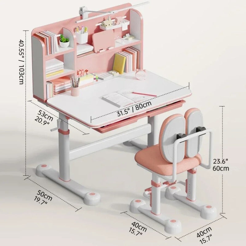 Kids Study Desk and Chair Set Height Adjustable, Children School Writ –  LYHOE