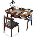 LYHOE Wood Writing Desk and Chair Set, 홈 오피스 컴퓨터 책상, 서랍과 수납 선반이 있는 스터디 책상