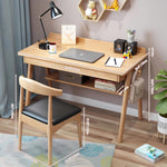 LYHOE Wood Writing Desk and Chair Set, 홈 오피스 컴퓨터 책상, 서랍과 수납 선반이 있는 스터디 책상