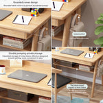 LYHOE Wood Writing Desk and Chair Set, 홈 오피스 컴퓨터 책상, 서랍과 수납 선반이 있는 스터디 책상