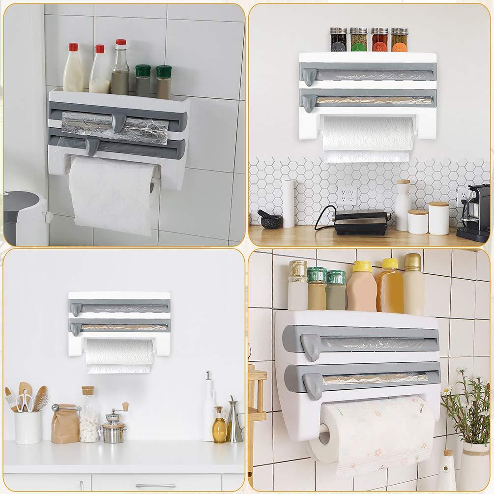 Single Adhesive Paper Towel Holder, Kitchen Adhesive Cling Film Storage Rack  / Wall Mounted Organizer Shelf