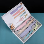 6Pcs Kitchen Cooking Knife Set with Cover as Gift, Colored Sharp Chef Knife Decor Cutlery Stainless Steel Cookware