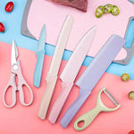 6Pcs Kitchen Cooking Knife Set with Cover as Gift, Colored Sharp Chef Knife Decor Cutlery Stainless Steel Cookware