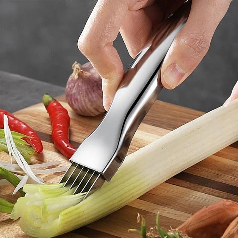 Saim Scallion Cutter Shred,Stainless Steel Green Onion Cutter Slicer Potato  Radish Vegetable Cutting Shredded Knife Kitchen Gadgets for Home Kitchen