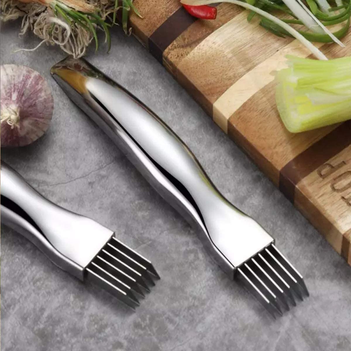 Spring Onion Slicer, Stainless Steel Vegetable Cutter, Scallion Chopping  Shredder For Green Onion Kiwi Potato, Multi-functional Kitchen Gadgets
