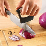 Food Slice Assistant Helper Kitchen Gadgets Tool Cutting Chopper Stainless Steel Fork Slicing Onion Vegetable Holder Slicer