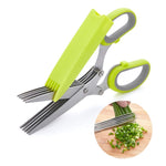 Herb Scissors Stripper Set Kitchen Shears Cutter Tools 5 Blades Multi Purpose Scissors 2 IN 1 Herb Stripping Kits Cleaning Brush