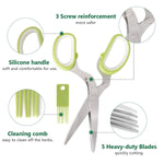 Herb Scissors Stripper Set Kitchen Shears Cutter Tools 5 Blades Multi Purpose Scissors 2 IN 1 Herb Stripping Kits Cleaning Brush