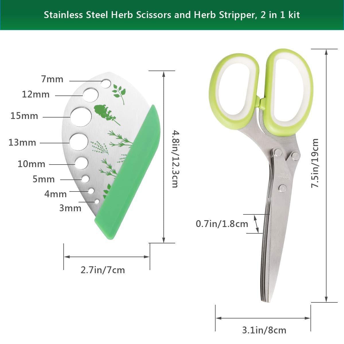 4pcs Herb Scissors Set Multipurpose 5 Blade Kitchen Herb Cutter