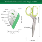 Herb Scissors Stripper Set Kitchen Shears Cutter Tools 5 Blades Multi Purpose Scissors 2 IN 1 Herb Stripping Kits Cleaning Brush