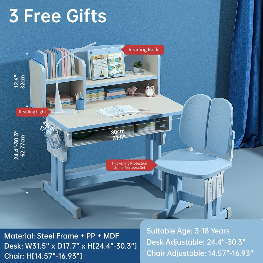 Kids Ergonomic Home Furniture Large Storage Height Adjustable