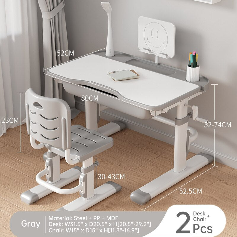 Kids Desk and Chair Set Height Adjustable, Children School Writing St –  LYHOE