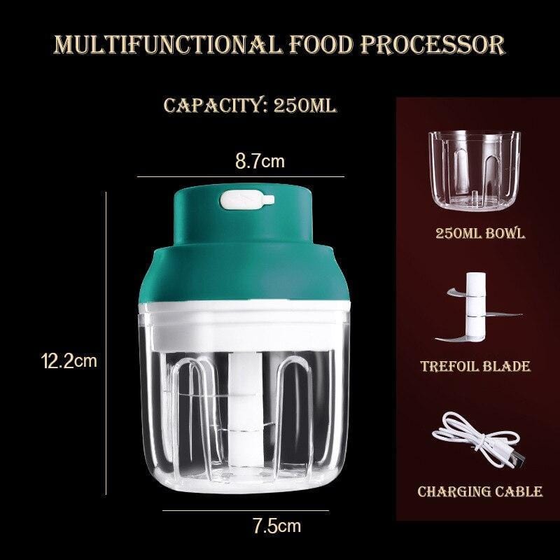 Mini Electric Food Processor Garlic Chopper Vegetable Cutter Beater Masher Onion Fruits Meat Salad Grinder with USB Charging