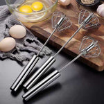 Semi-Automatic Hand Eggbeater Stirring Whisks Rotating Push Egg Beater Mixer Blending Tools Stainless Easy Use Kitchen Gadgets