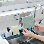 Telescopic Sink Storage Rack Kitchen Retractable Sink Drain Basket Adjustable Sink Organizer Kitchen Supplies Rag Brush Shelf