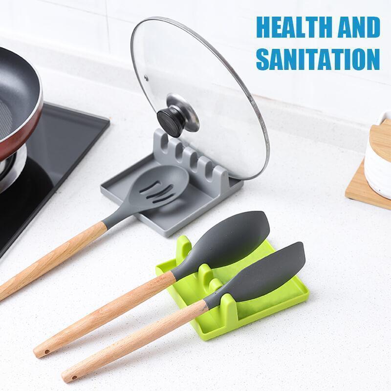 1 Piece Spoon Rest Heat Resistant & BPA-Free Kitchen Utensil Holder ,Clean  Spoon Holder for Stove Top,Cooking Spoon Holder For Kitchen Counter(Green)