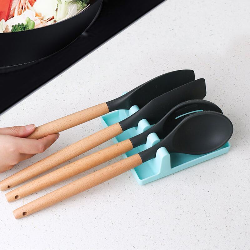 Silicone Spoon Rest With Drip Pad For Multiple Utensils.silicone