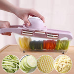 Vegetable Chopper with Container Salad Slicer Spiralizer Kitchen Gadgets Tools Accessories Household