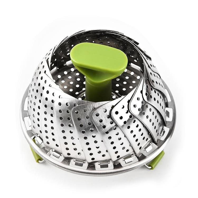 Vegetable Steamer Basket for Cooking Stainless Steel Baby Food Steamer Folding Pasta Pot with Strainer Insert BPA-Free Silicone